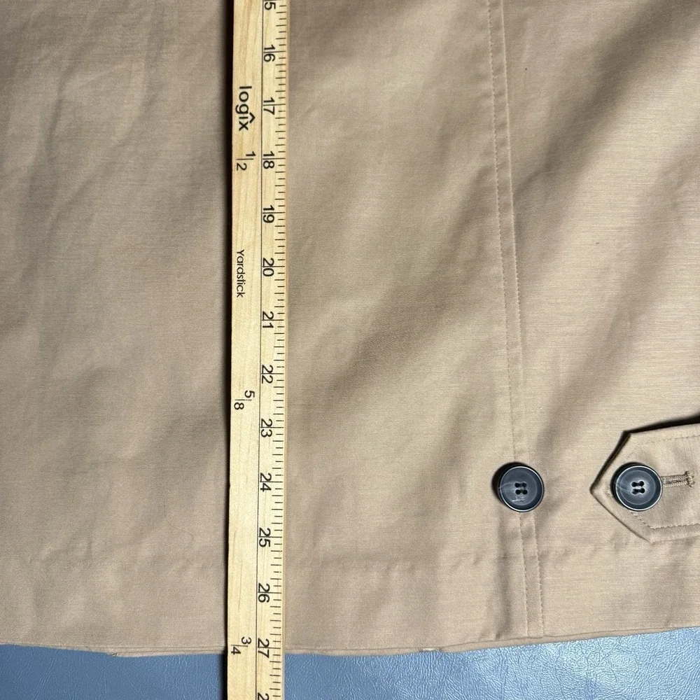 Liz Claiborne Women's Large Trench Coat Tan Cotton Blend Double‎ Breasted NWOT